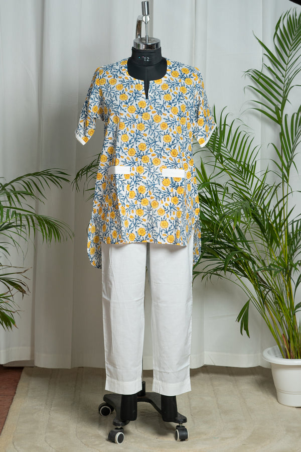 Women Floral Printed Cotton Kurti with Pockets | Comfortable Daily & Office