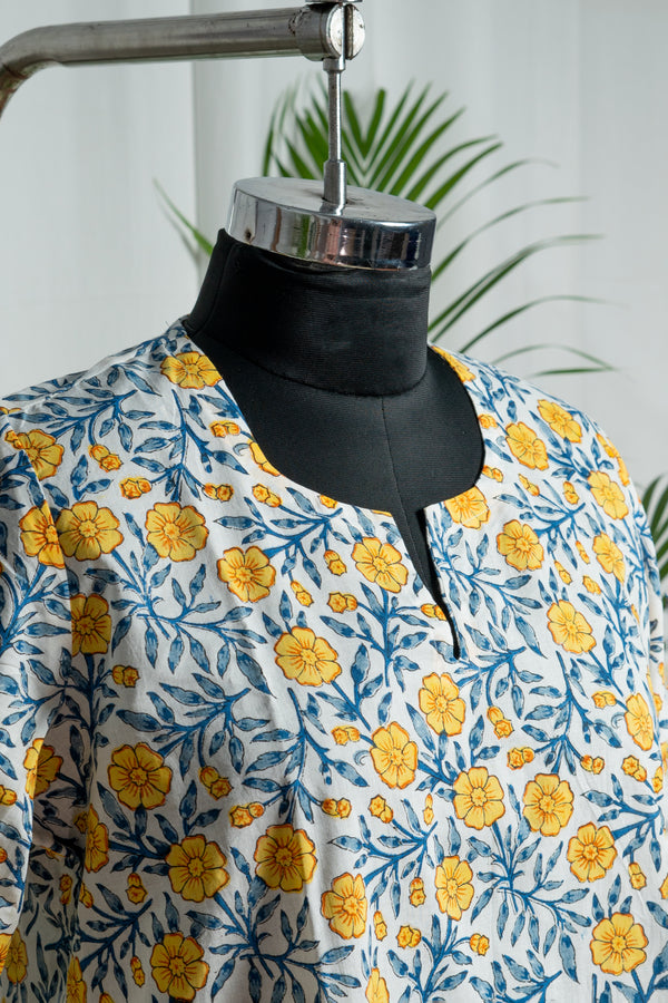 Women Floral Printed Cotton Kurti with Pockets | Comfortable Daily & Office