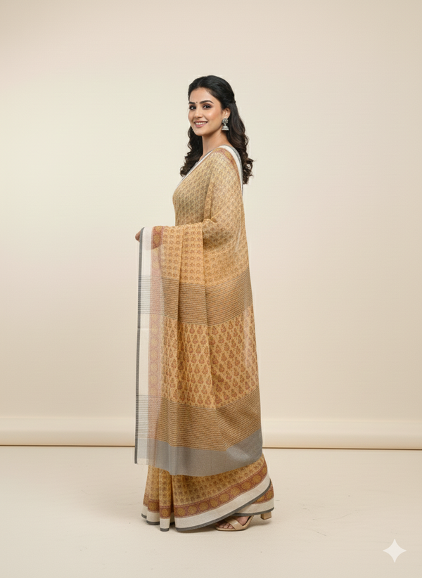 Hana Block Print Maheshwari Sari