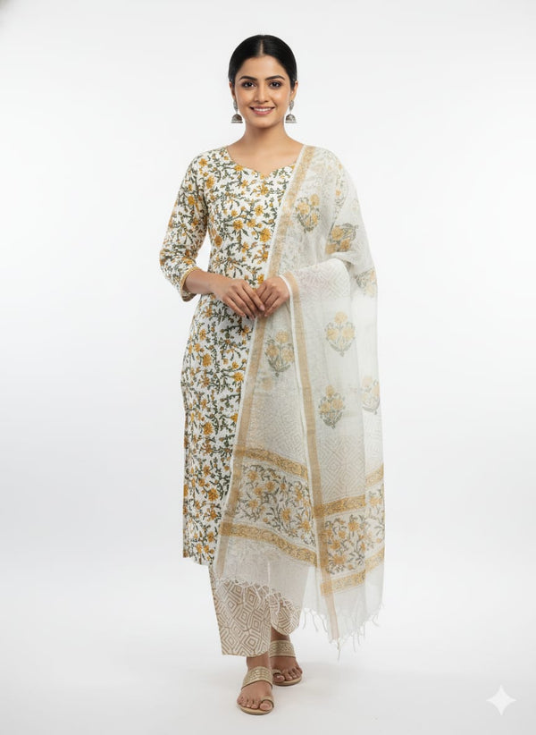 floral print poly magic kurta set