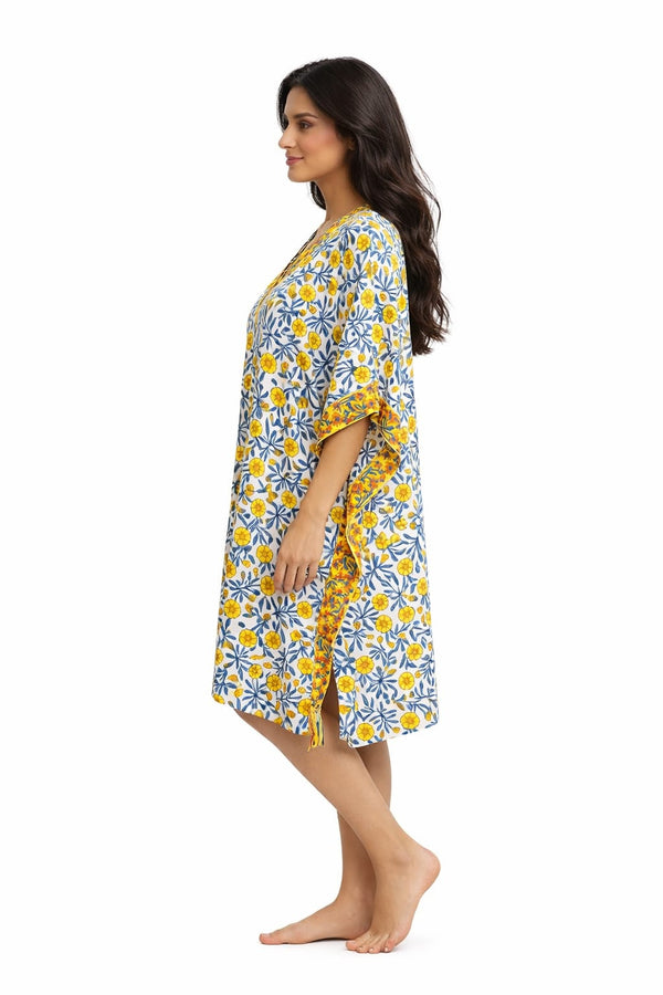 Hand Block Cotton Kaftan Dress