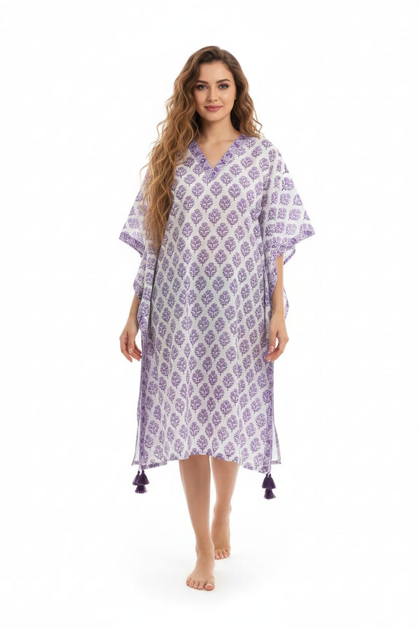 Hand Block Cotton Kaftan Dress