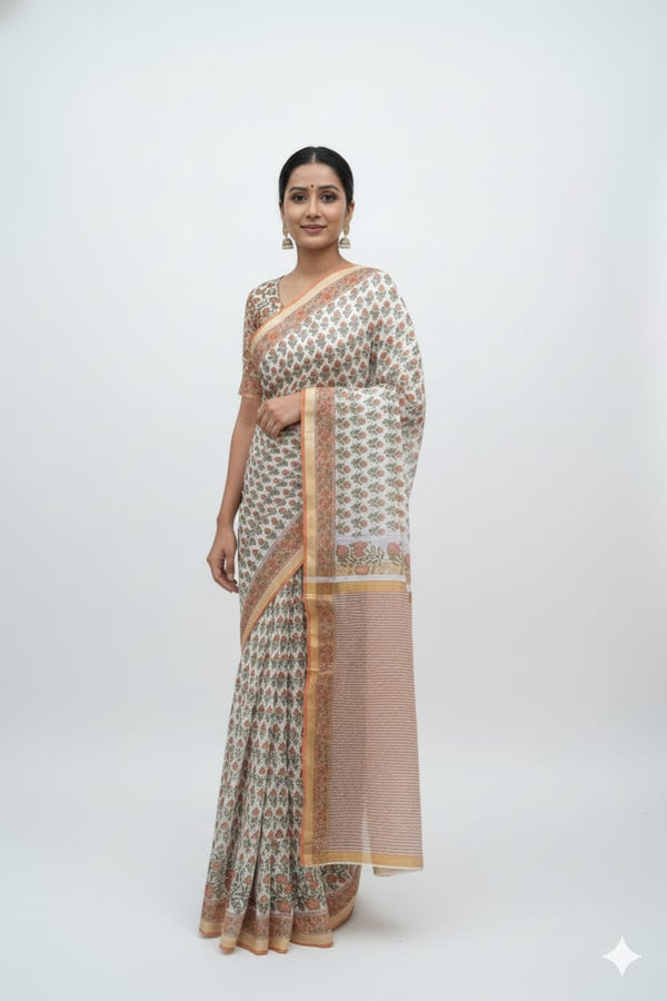 Hand Block Print kota Silk Sari