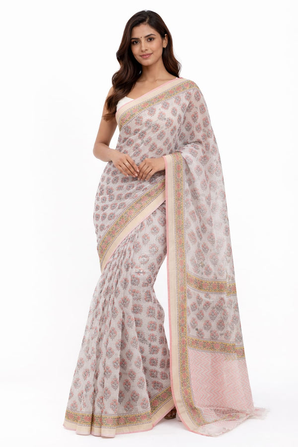 Hand Block Print Kota Cotton Sari