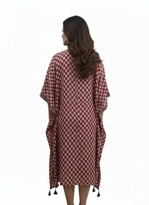 Hand Block Print Cotton Kaftan Dress