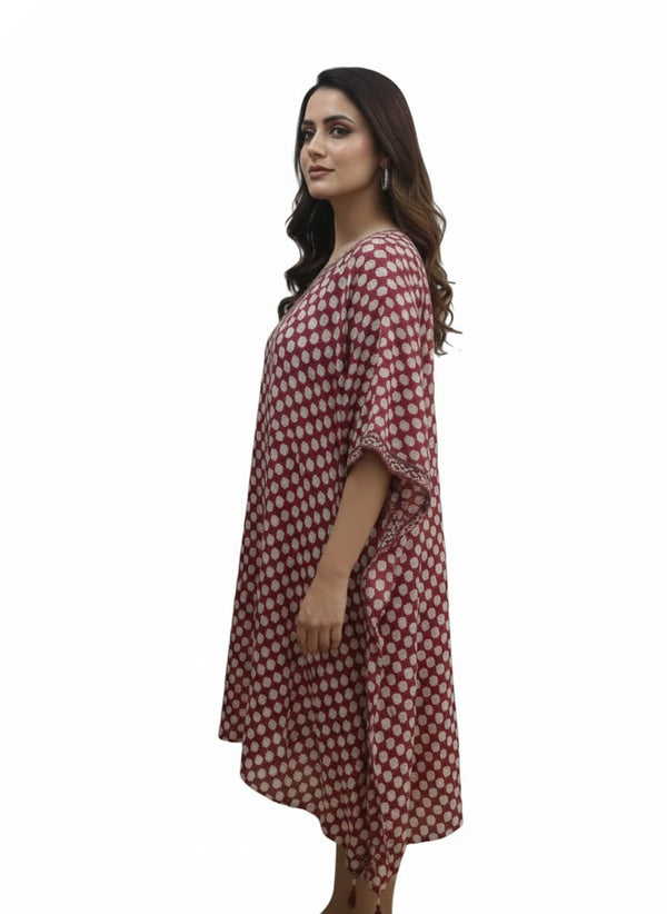 Hand Block Print Cotton Kaftan Dress