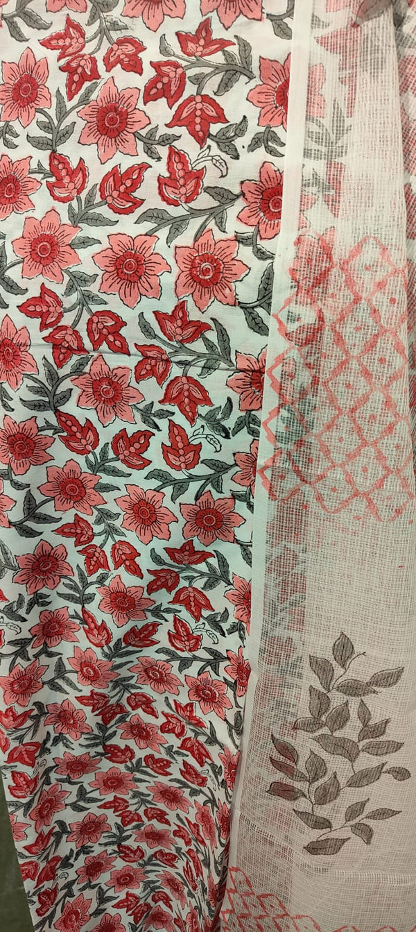 Hand Block Printed Cotton Kurta Set with Dupatta
