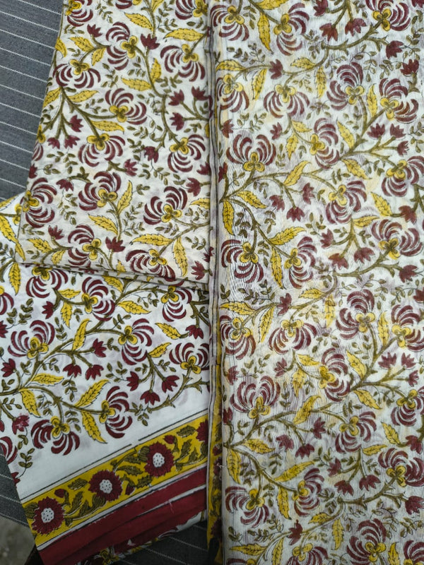 Hand Block Print Suit Chanderi