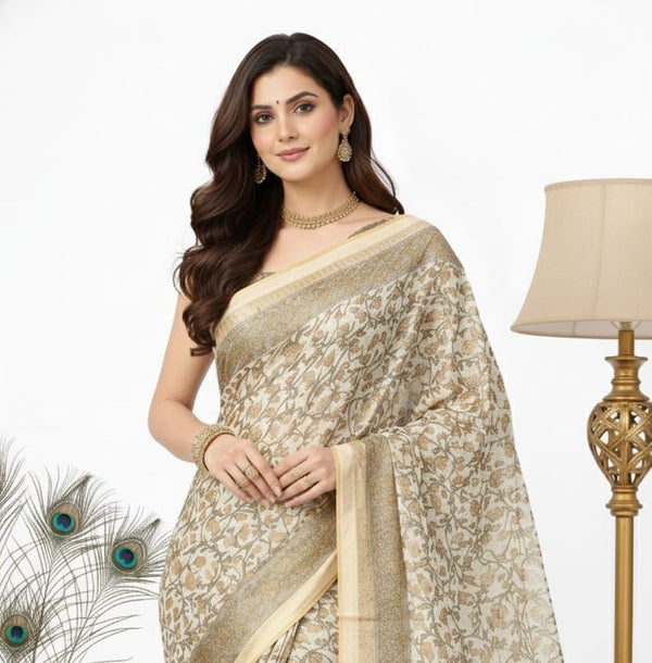 Hand Block Print Kota Cotton Sari