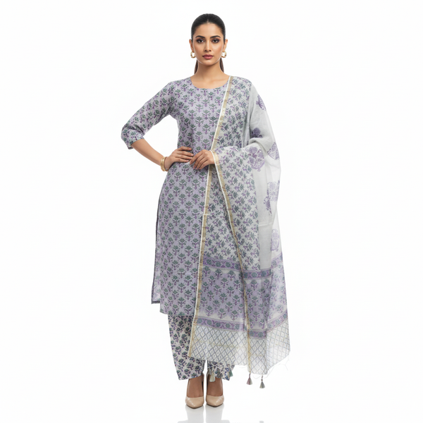 Hand Block Print Suit