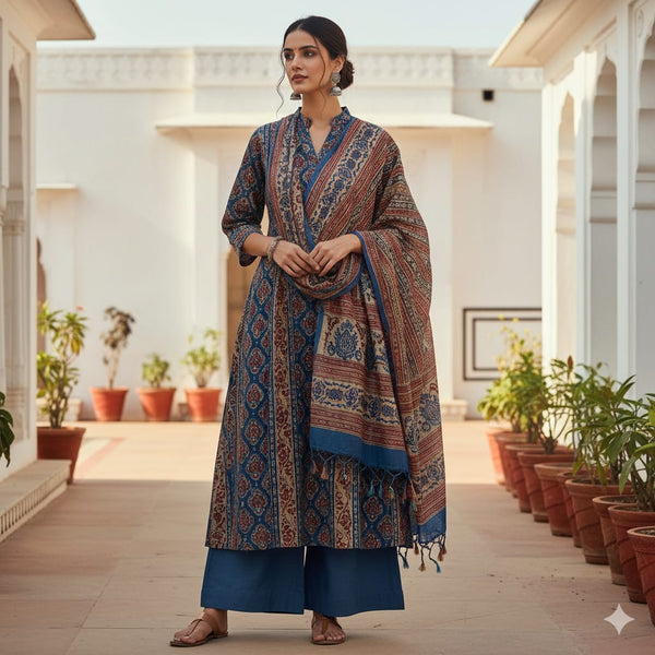kurta with Palazzo and Dupatta Set
