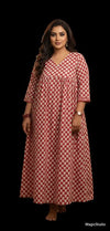 red printed cotton A-line kurta