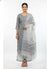 grey panelled straight printed kurta and trousers with dupatta