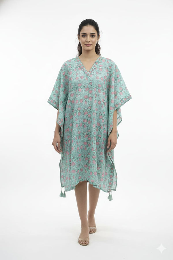 Hand Block Cotton Kaftan Dress