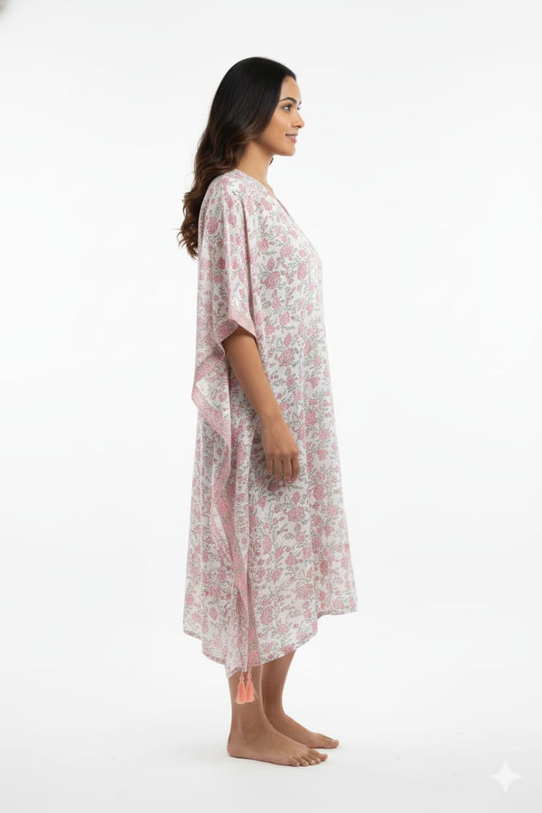 Hand Block Cotton Kaftan Dress
