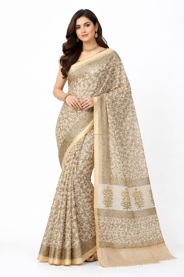 Hand Block Print Kota Cotton Sari