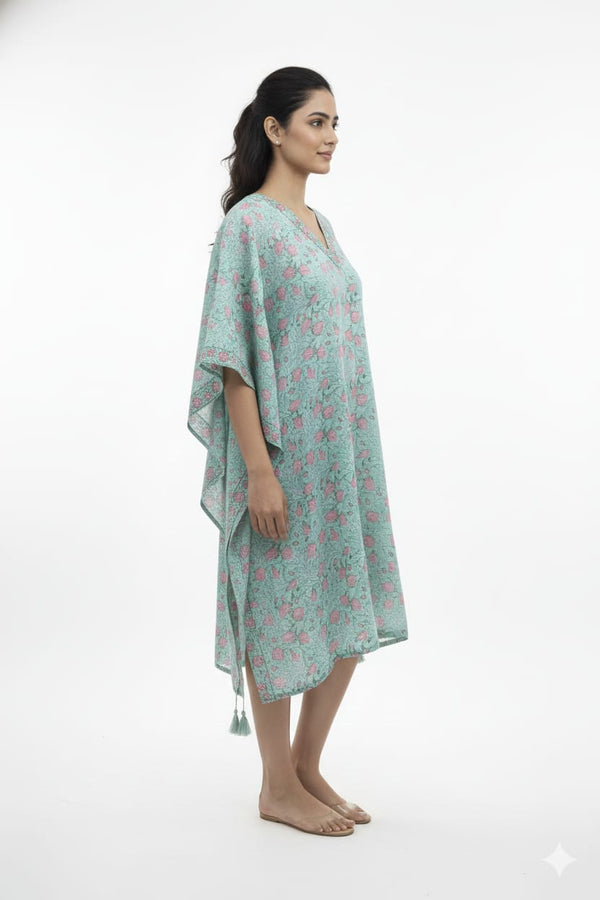 Hand Block Cotton Kaftan Dress