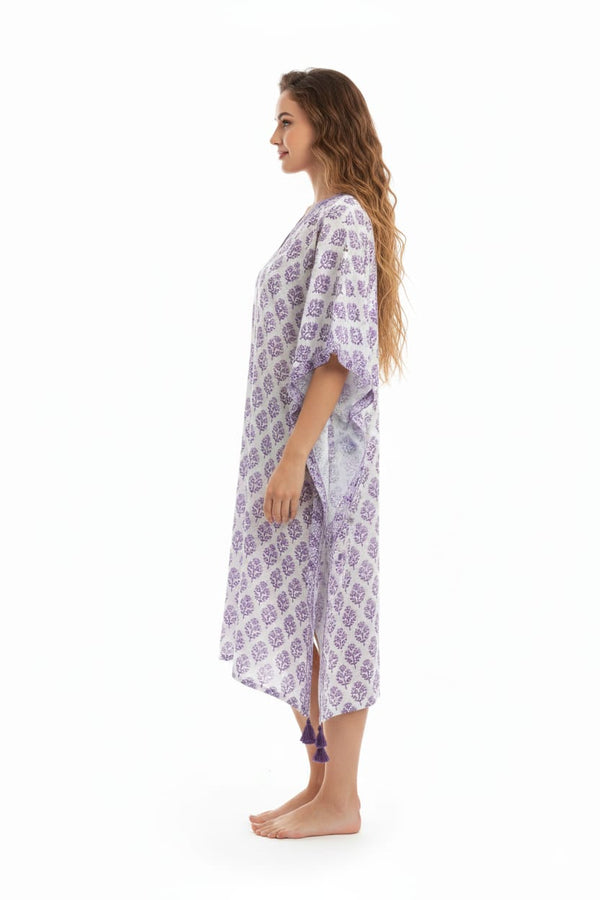Hand Block Cotton Kaftan Dress